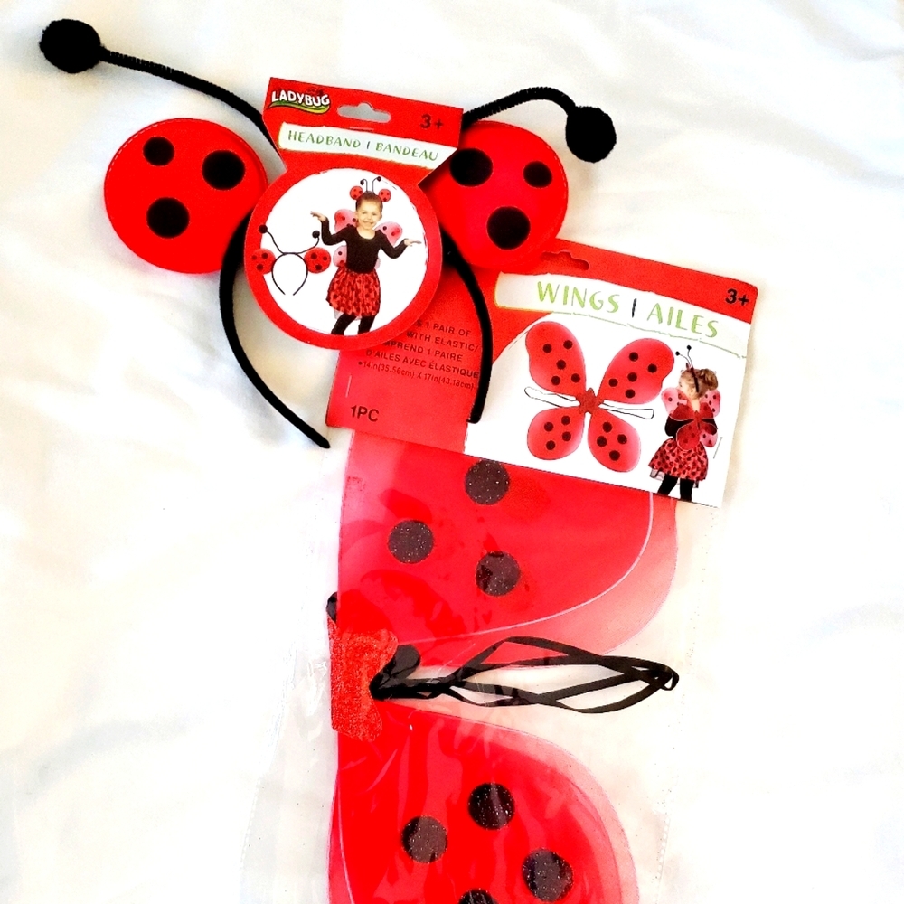 NEW Lady Bug Headband and Wing Dress Up Set for Ages 3+